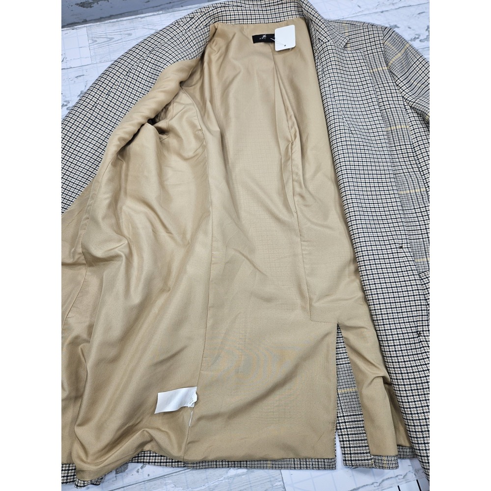 Ann Taylor Women 12 Glen Plaid Blazer Neutral Tones Beige Academia - Picture 11 of 11